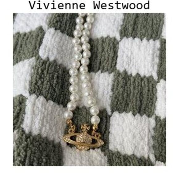 Saturn Silver Pearl Necklace Vivienne Westwood - Picture 2 of 5